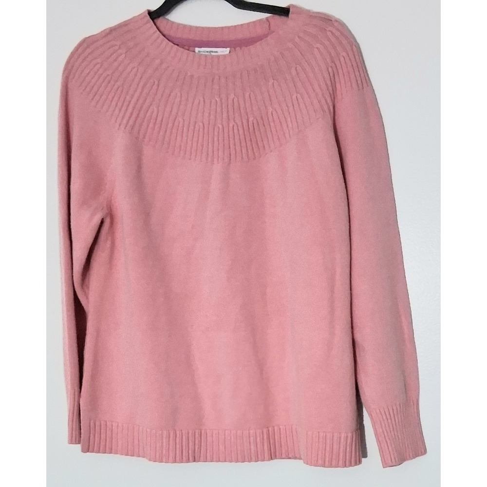 Isaac Mizrahi Sweater Women's Size Large Crew Neck Pink Knit* Long Sleeve Preown